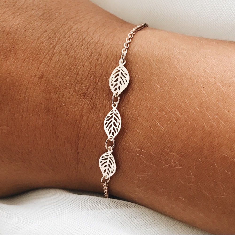 Leaf Bracelet Rose Gold 9” - Picture 3 of 6